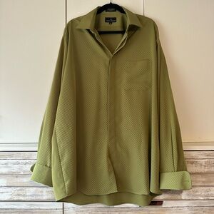 Stacy Adams Men’s 17.5 36/37 Olive French Cuff Dress Shirt XL Tall Formal